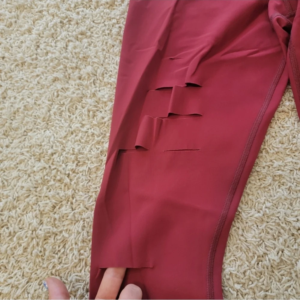 Alo High Waisted Ripped Warrior Leggings Red Size Medium